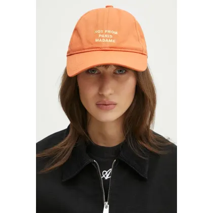 Zdjęcie Drôle de Monsieur czapka z daszkiem bawełniana La Casquette Slogan kolor pomarańczowy gładka G-CP151-CO138-RT