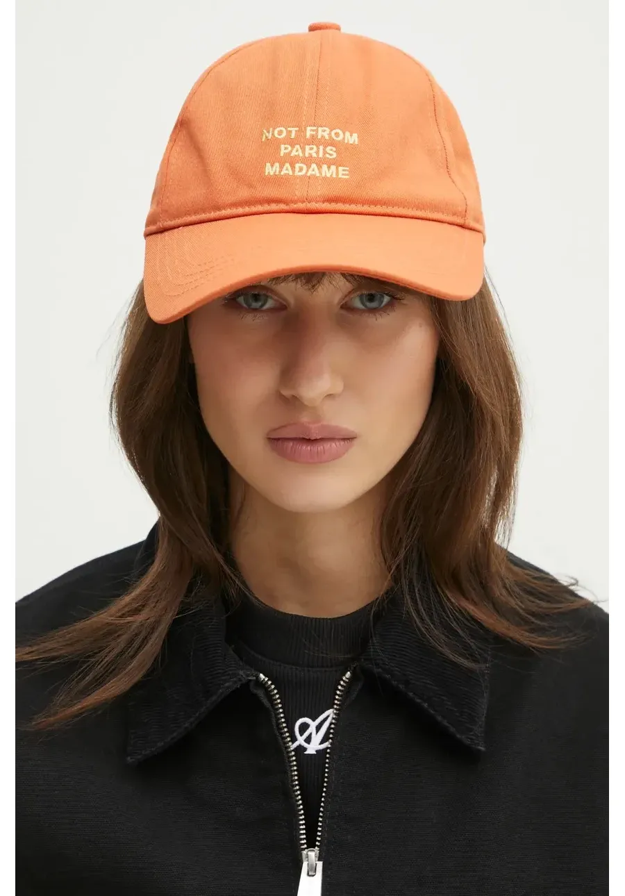 obrazek 1 Drôle de Monsieur czapka z daszkiem bawełniana La Casquette Slogan kolor pomarańczowy gładka G-CP151-CO138-RT