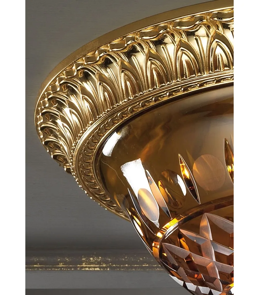 obrazek 2 Lampa sufitowa z pozłacanego brązu z grawerowanym kryształowym kubkiem
