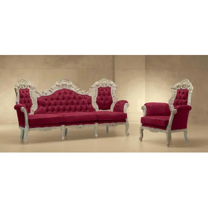 Zdjęcie Elegancka czerwona sofa i fotel w stylu barokowym – Morello Gianpaolo