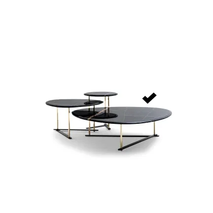 Zdjęcie Metal i marmur - ekskluzywny stolik kawowy 130x130x35cm z Włoch - Ulivi Salotti