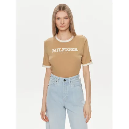 Zdjęcie Tommy Hilfiger T-Shirt Monotype WW0WW41208 Beżowy Regular Fit