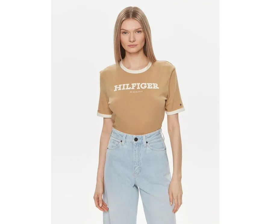 obrazek 1 Tommy Hilfiger T-Shirt Monotype WW0WW41208 Beżowy Regular Fit