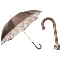 Zdjęcie Stylowy brązowy parasol damski w stylu nowoczesnym ze skórzaną rączką - Pasotti