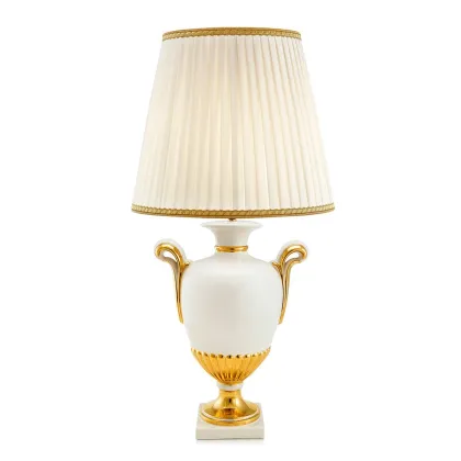 Zdjęcie Ceramiczna lampa stołowa ze złotymi rączkami - Ahura