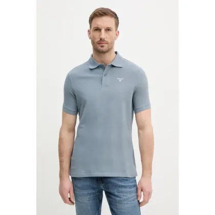 Zdjęcie Barbour polo bawełniane kolor turkusowy gładki