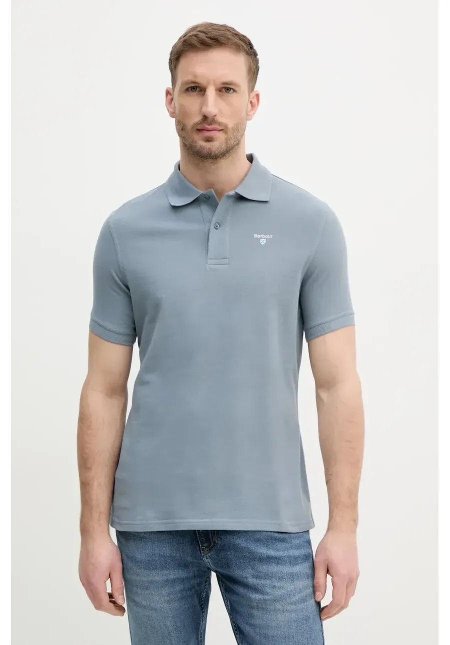 obrazek 1 Barbour polo bawełniane kolor turkusowy gładki