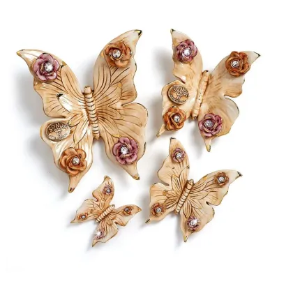 Zdjęcie Fantastyczny komplet 4 figurek ceramicznych w kształcie motyli