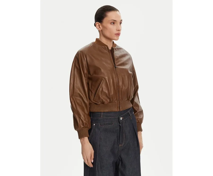 obrazek 1 Serge Pariente Kurtka skórzana Gaia Brązowy Regular Fit