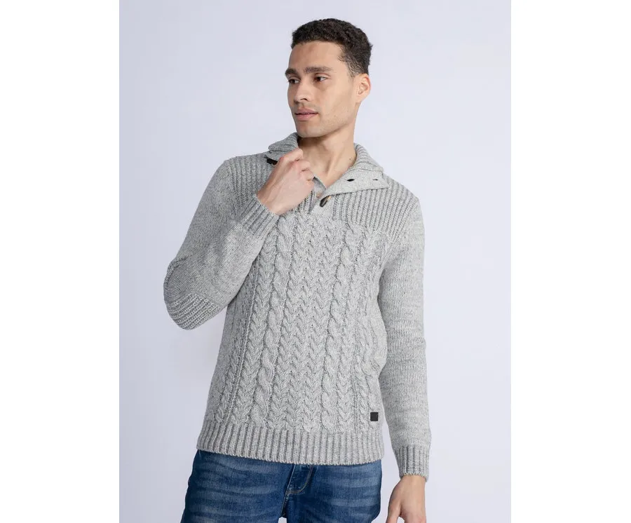 obrazek 1 Petrol Industries Sweter M-3030-KWC211 Szary Regular Fit