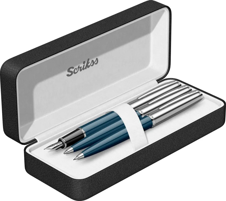 obrazek 5 Zestaw Pióro Wieczne - Długopis - Ołówek Mechaniczny 0.7mm - kolor granatowy