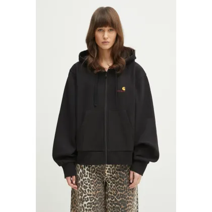 Zdjęcie Carhartt WIP bluza Hd American Scr. Jacket damska kolor czarny z kapturem z aplikacją I033057.89XX