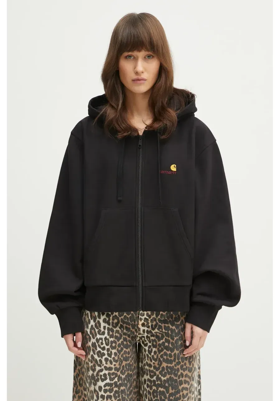 obrazek 1 Carhartt WIP bluza Hd American Scr. Jacket damska kolor czarny z kapturem z aplikacją I033057.89XX