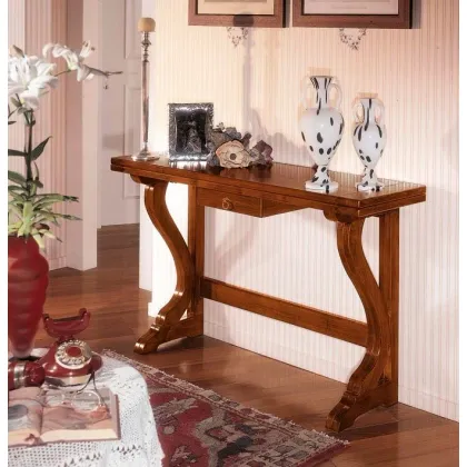 Zdjęcie Konsola 160cm otwierana z szufladą z litego drewna - Zanini