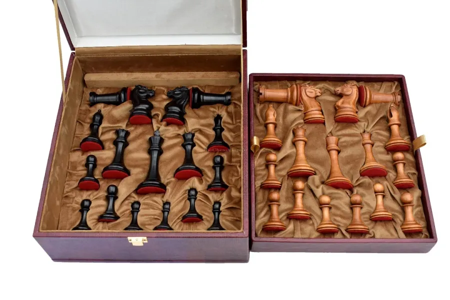 obrazek 11 Elegancki komplet szachowy Jaques Morphy Style z pudełkiem na pionki - The Chess Empire