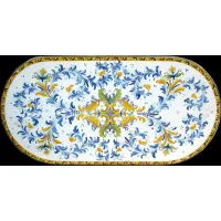 Zdjęcie Stylowy blat z lawy wulkanicznej do ogrodu i na taras zdobiony oryginalnym kwiatowym ornamentem – Ceramiche Valchida