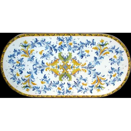 Zdjęcie Stylowy blat z lawy wulkanicznej do ogrodu i na taras zdobiony oryginalnym kwiatowym ornamentem – Ceramiche Valchida