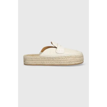 Zdjęcie JW Anderson klapki Loafer Espadrillas damskie kolor beżowy na platformie ANW42005C