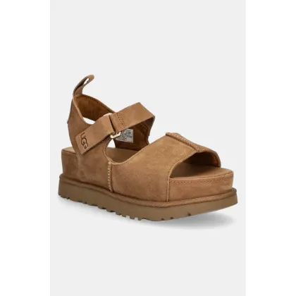 Zdjęcie UGG sandały zamszowe Goldenstar Hi damskie kolor brązowy na platformie 1167356-CHE