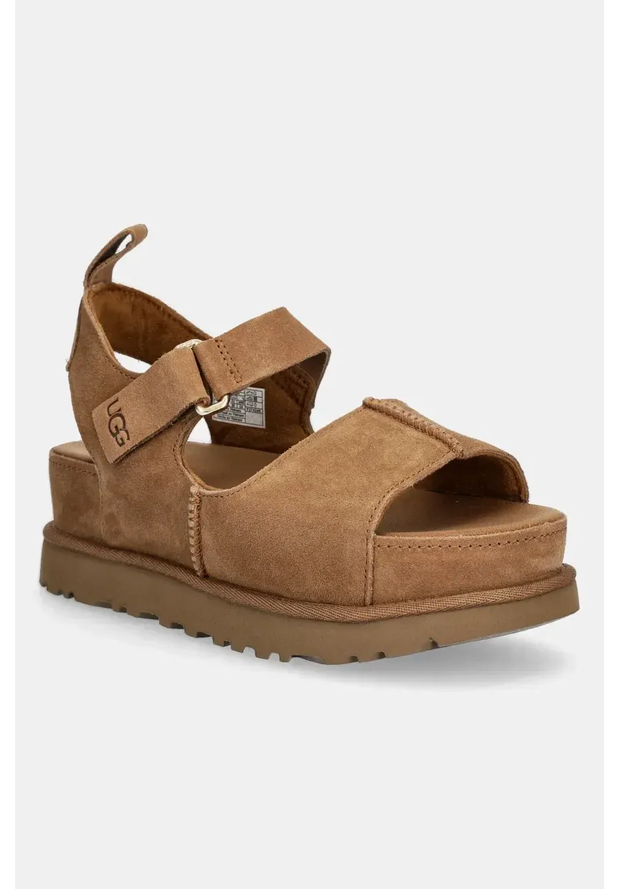 obrazek 1 UGG sandały zamszowe Goldenstar Hi damskie kolor brązowy na platformie 1167356-CHE