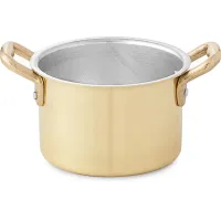 Zdjęcie Mosiężny rondel głęboki 10 cm 2 uchwyty - Pepite d'Oro - Cu Artigiana
