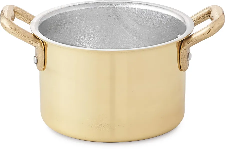 obrazek 1 Mosiężny rondel głęboki 10 cm 2 uchwyty - Pepite d'Oro - Cu Artigiana