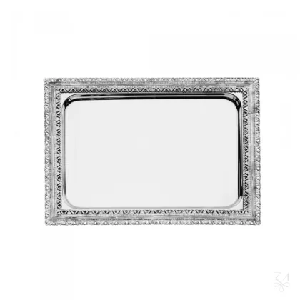 Zdjęcie Pięknie zdobiona prostokątna srebrna taca Casting - Zaramella Argenti