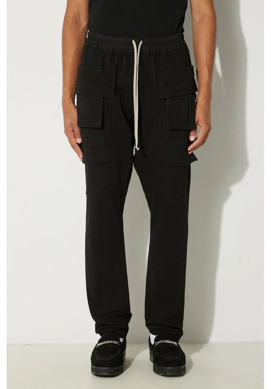 obrazek 1 Rick Owens spodnie dresowe bawełniane Creatch Cargo Drawstring kolor czarny gładkie DU02D2376.RIG