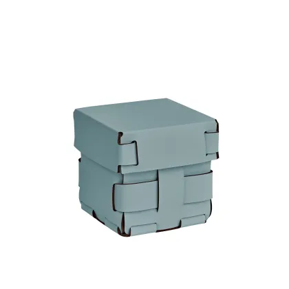 Zdjęcie Stylowy mały koszyk Bottega 12x12xH13 cm w kolorze pastelowego błękitu