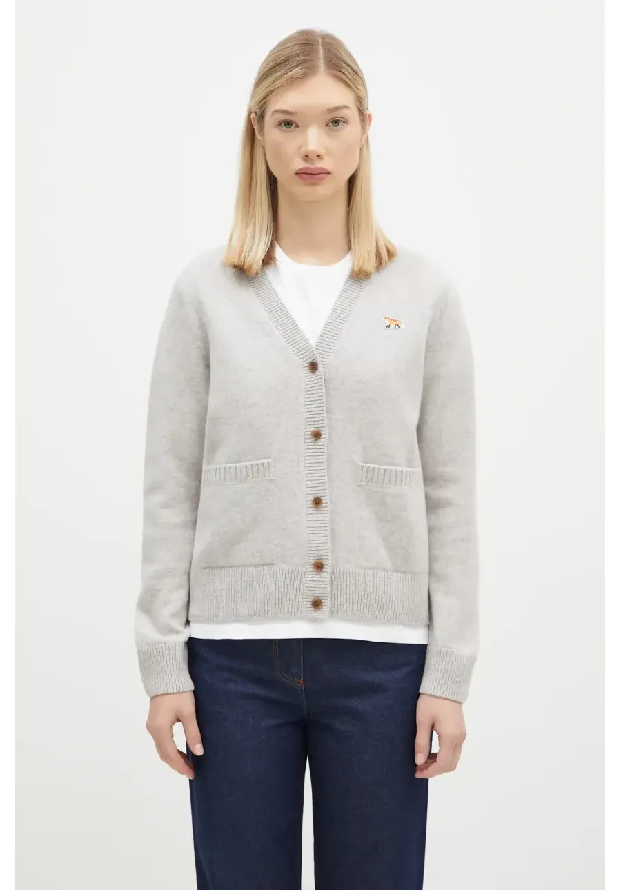 obrazek 1 Maison Kitsuné kardigan wełniany Baby Fox Patch kolor szary LW00507KT1006