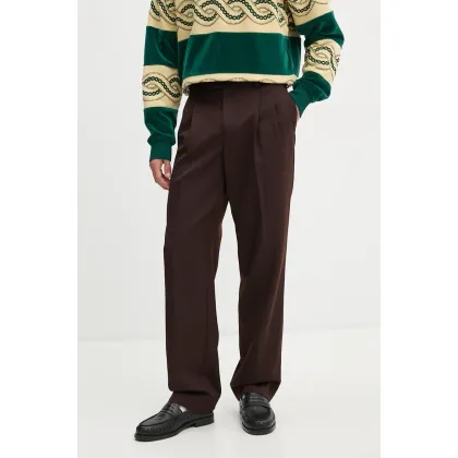 Zdjęcie Drôle de Monsieur spodnie z domieszką wełny Le Pantalon Golfeur kolor brązowy proste E.BP165.PL127.DBN Le Pantalon Golfeur