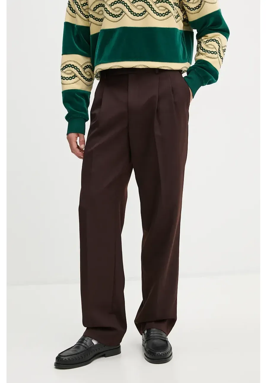 obrazek 1 Drôle de Monsieur spodnie z domieszką wełny Le Pantalon Golfeur kolor brązowy proste E.BP165.PL127.DBN Le Pantalon Golfeur