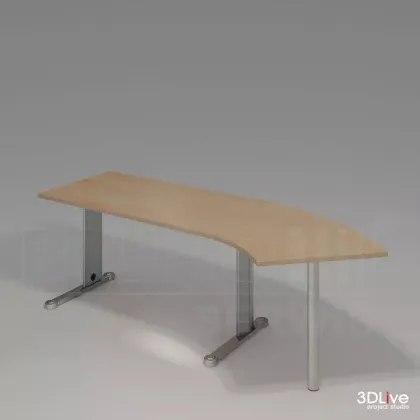 Zdjęcie Prestiżowe Biurko na metalowym stelażu. Blat lekko wyprofilowany łukowato o głębokości 90 cm - Biuro Serwis