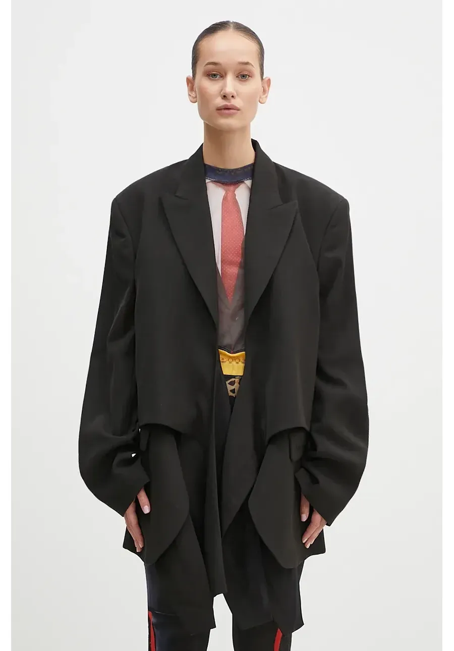 obrazek 1 Martine Rose marynarka wełniana Oversized Knotted Tailored Jacket kolor czarny oversize gładka 351WT05006