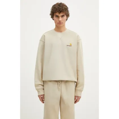 Zdjęcie Carhartt WIP bluza American Script Sweat męska kolor beżowy gładka I025475.2LPXX