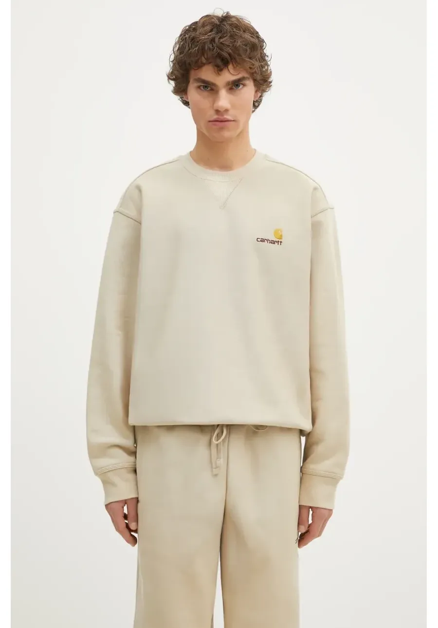 obrazek 1 Carhartt WIP bluza American Script Sweat męska kolor beżowy gładka I025475.2LPXX