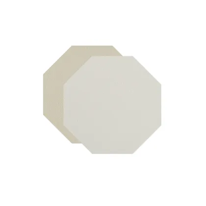 Zdjęcie Podkładka pod kubek w kształcie ośmiokąta z naturalnej skóry w kolorze białym i kremowym