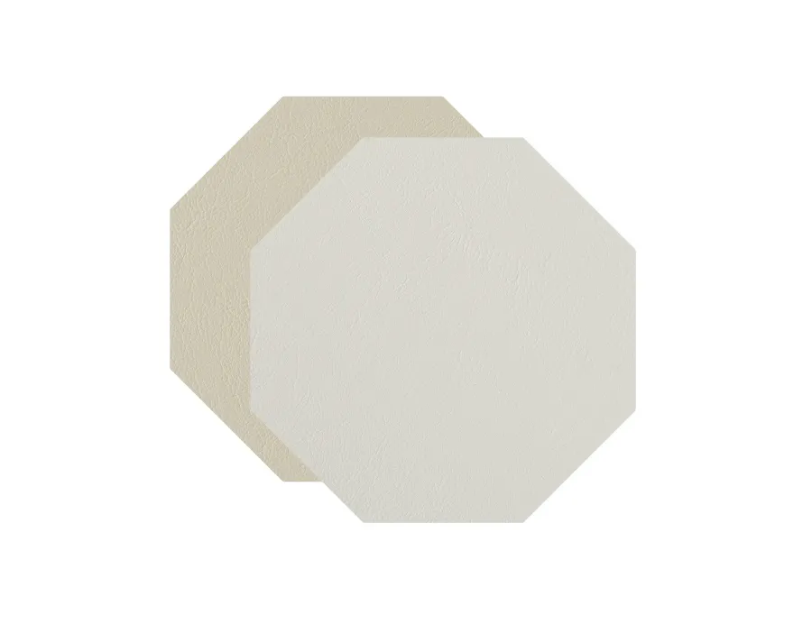 obrazek 1 Podkładka pod kubek w kształcie ośmiokąta z naturalnej skóry w kolorze białym i kremowym