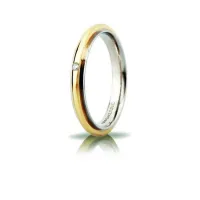 Zdjęcie Cudowna wąska obrączka z białego i żółtego złota z diamentem 3mm