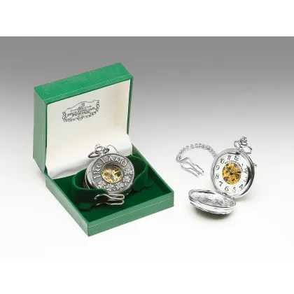 Zdjęcie Elitarny męski mechaniczny zegarek kieszonkowy z pewteru zdobiony motywem koniczyny