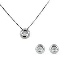 Zdjęcie Stylowy zestaw kolczyków z naszyjnikiem z brylantami