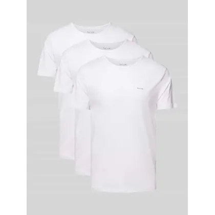 Zdjęcie T-shirt z wiskozy z nadrukiem z logo w zestawie 3 szt.