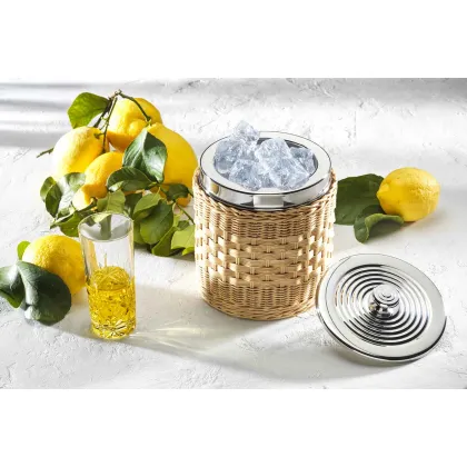 Zdjęcie Kosz z wikliny na wiaderko na lód wykonane ze stali nierdzewnej
