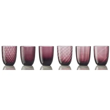 Zdjęcie Zjawiskowy komplet fioletowych szklanek do wody szkło Murano