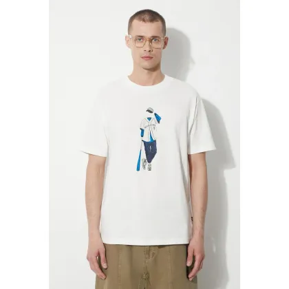 Zdjęcie New Balance t-shirt bawełniany męski kolor beżowy z nadrukiem MT41577SST