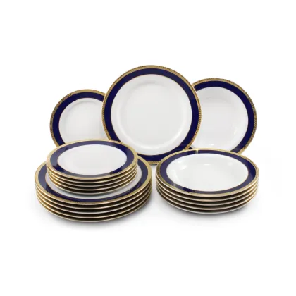 Zdjęcie Elegancki 18-elementowy komplet porcelanowych talerzy w stylu nowoczesnym – Leander