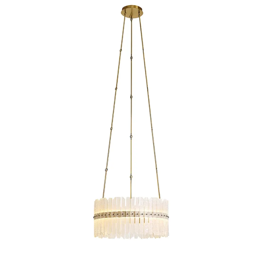 obrazek 3 Lampa wisząca z mosiężną ramą i dekoracyjnymi szklanymi elementami H.30+110xDia.64 cm