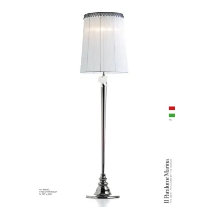 Zdjęcie Lampa podłogowa z białą kokardą ze szkła Murano i czarnym wykończeniem z mosiądzu niklowego - Il Paralume Marina