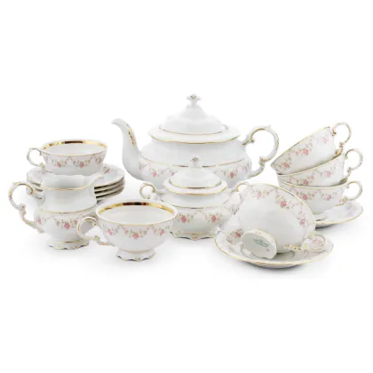 Zdjęcie Elegancki 15-elementowy zestaw do herbaty zdobiony girlandami z róż – Leander