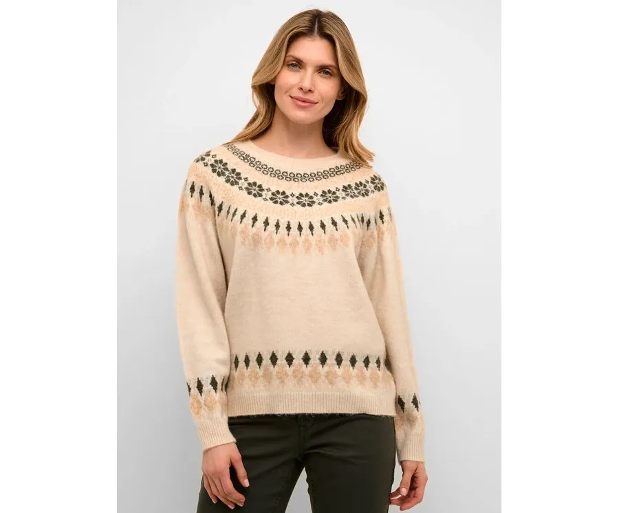 obrazek 1 Cream Sweter Crcherry Knit 10610568 Beżowy Loose Fit